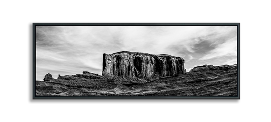 Monument Valley landscape metal print desert butte in black and white against dramatic sky