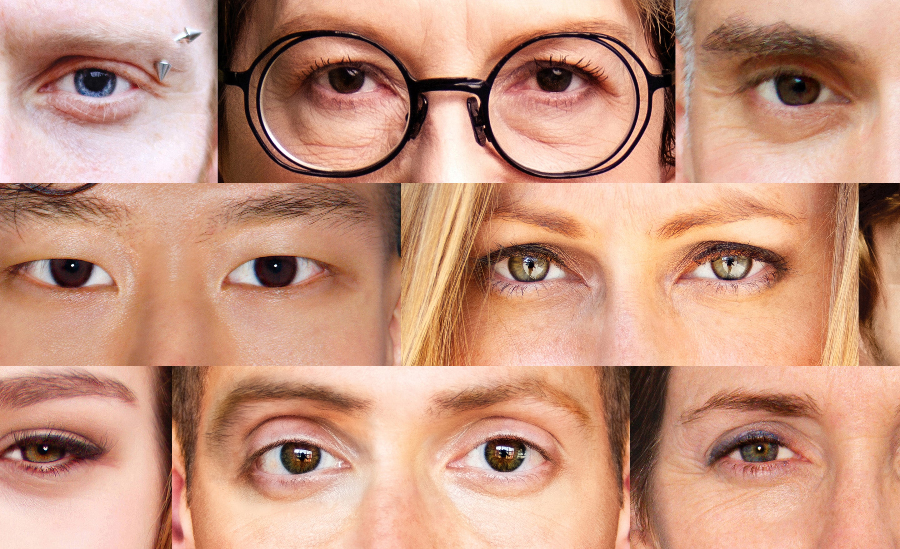 Collage of close-up images of various eyes.